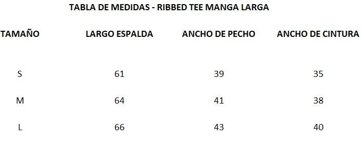 Ribbed Tee Manga Larga