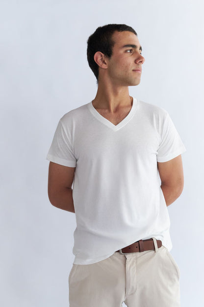 Camiseta White Cotton Cuello V